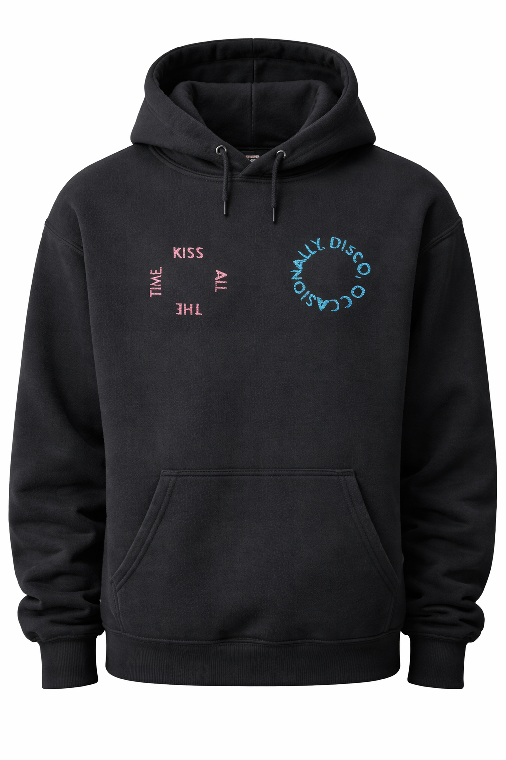 Embroidered hoodie "Kiss all the Time, Disco Occasionally".