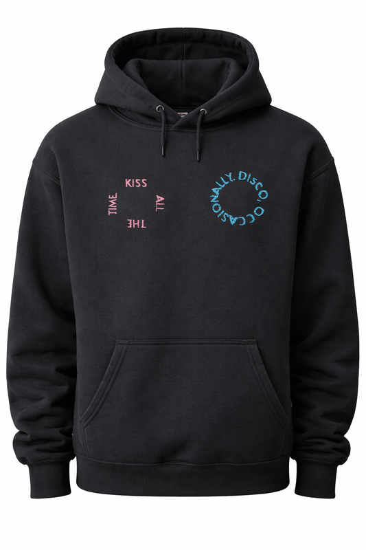 Embroidered hoodie "Kiss all the Time, Disco Occasionally".